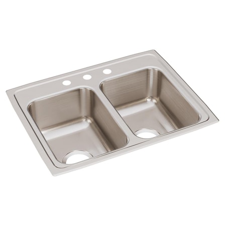 Elkay Lustertone Ss 25X19.5X7.6 Equal Double Bowl Drop-In Sink With Quick-Clip LRQ25193